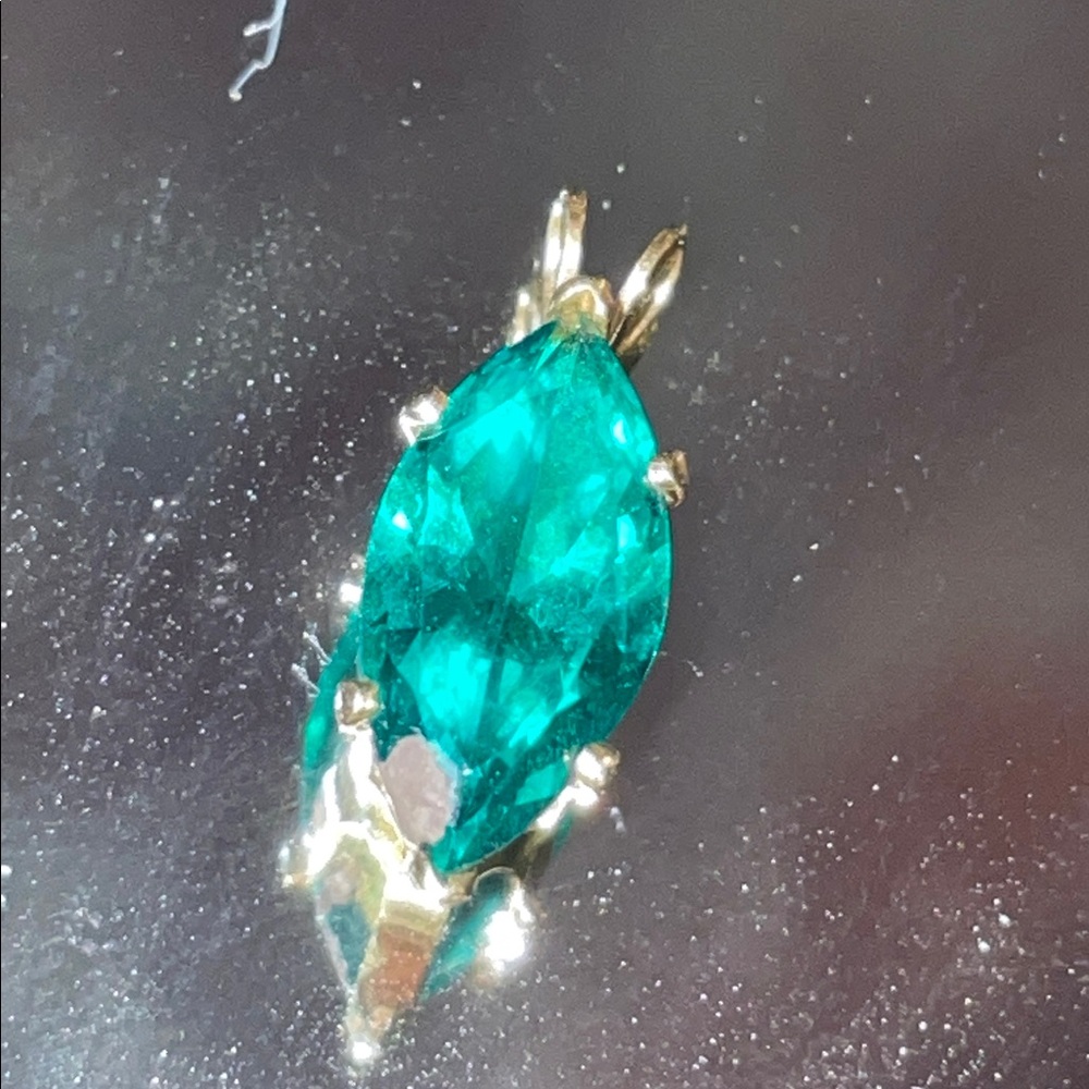 14K Gold and Green Gemstone Pendant